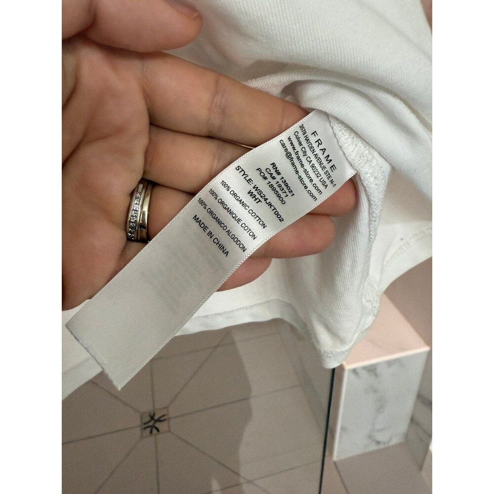FRAME Cotton Puff Sleeve Top, Size M - Picture 9 of 9